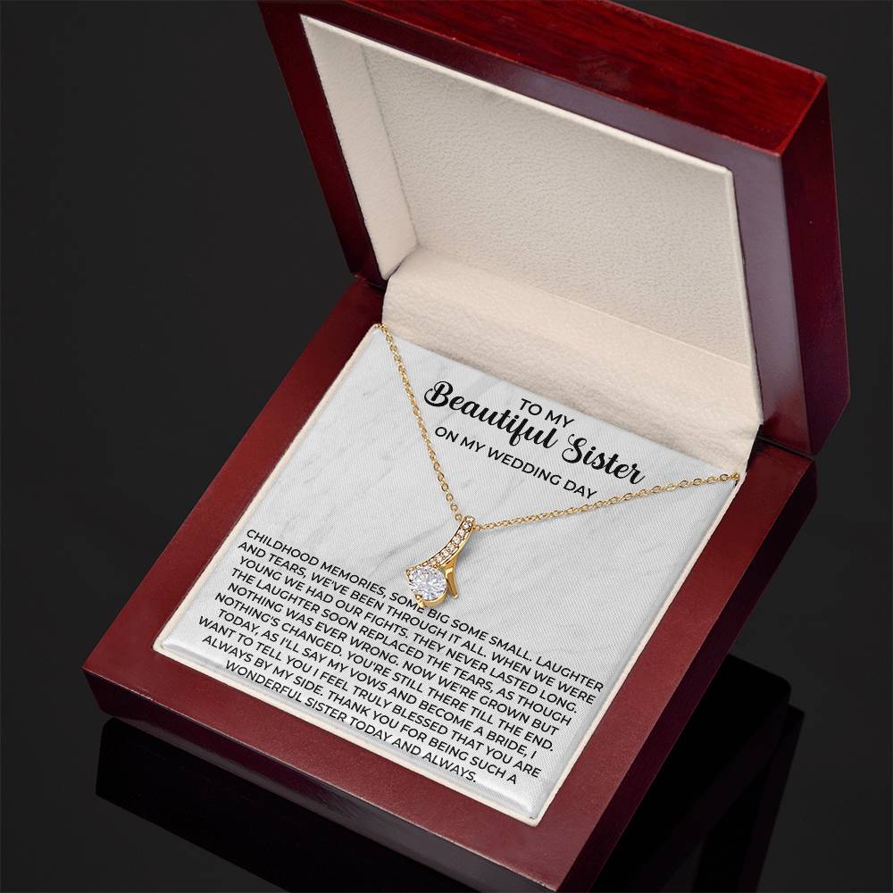 To my beautiful sister necklace - To My Beautiful Sister gifts, Birthday Christmas Gift For Little Sister Big Sister - Beauty Belliss