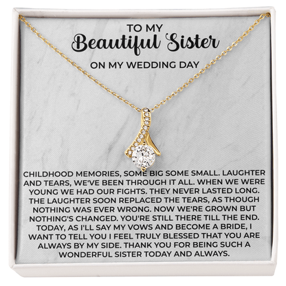To my beautiful sister necklace - To My Beautiful Sister gifts, Birthday Christmas Gift For Little Sister Big Sister - Beauty Belliss