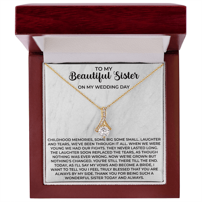 To my beautiful sister necklace - To My Beautiful Sister gifts, Birthday Christmas Gift For Little Sister Big Sister - Beauty Belliss