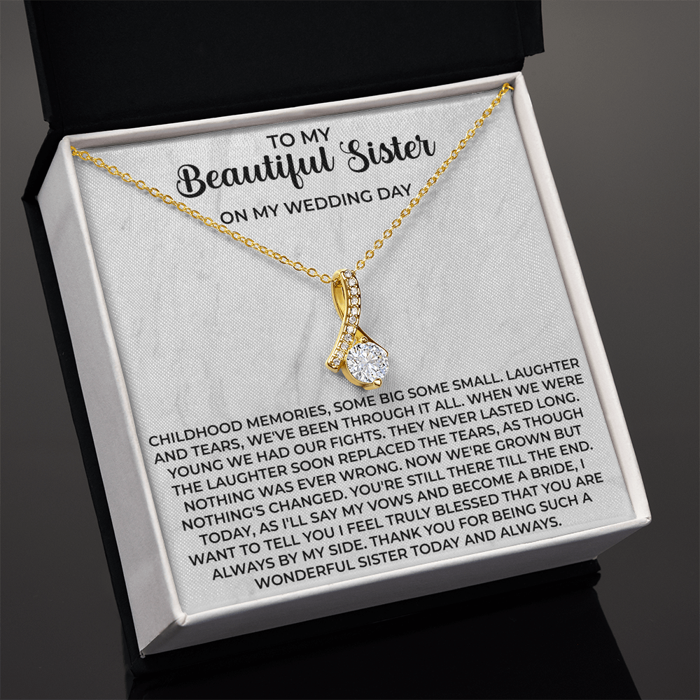 To my beautiful sister necklace - To My Beautiful Sister gifts, Birthday Christmas Gift For Little Sister Big Sister - Beauty Belliss