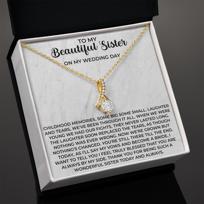 To my beautiful sister necklace - To My Beautiful Sister gifts, Birthday Christmas Gift For Little Sister Big Sister - Beauty Belliss
