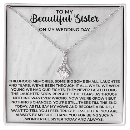To my beautiful sister necklace - To My Beautiful Sister gifts, Birthday Christmas Gift For Little Sister Big Sister - Beauty Belliss