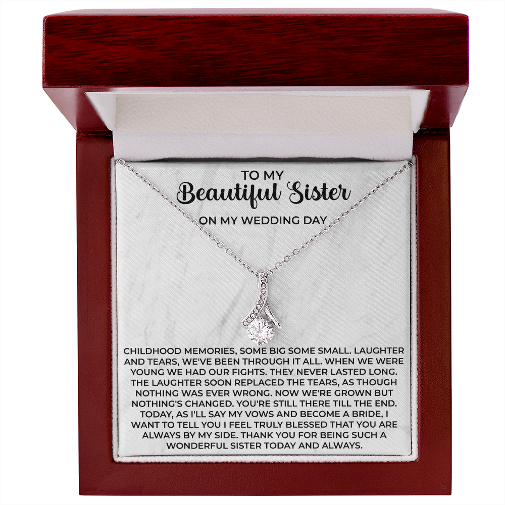 To my beautiful sister necklace - To My Beautiful Sister gifts, Birthday Christmas Gift For Little Sister Big Sister - Beauty Belliss