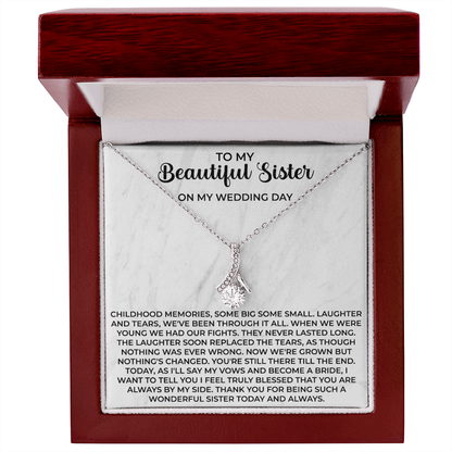 To my beautiful sister necklace - To My Beautiful Sister gifts, Birthday Christmas Gift For Little Sister Big Sister - Beauty Belliss