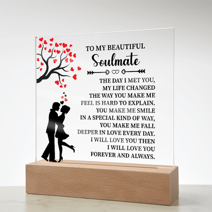 TO MY BEAUTIFUL Soulmate - Acrylic Square Plaque - Beauty Belliss