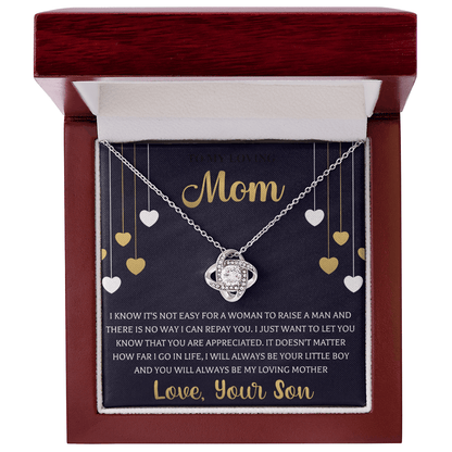 To My Best Mom Necklace Love Knot Necklace Gift For Mom From Son - Beauty Belliss