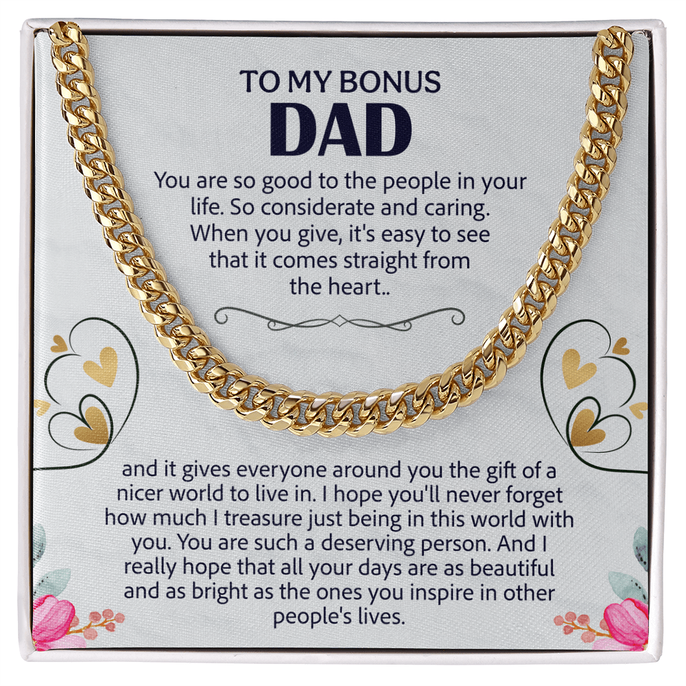 To my Bonus Dad Cuban Link Chain - Fathers day gifts - Beauty Belliss