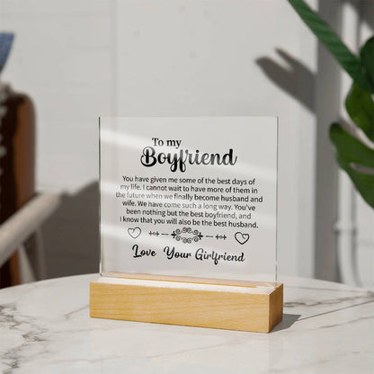 To my Boyfriend Acrylic Square Plaque - Beauty Belliss