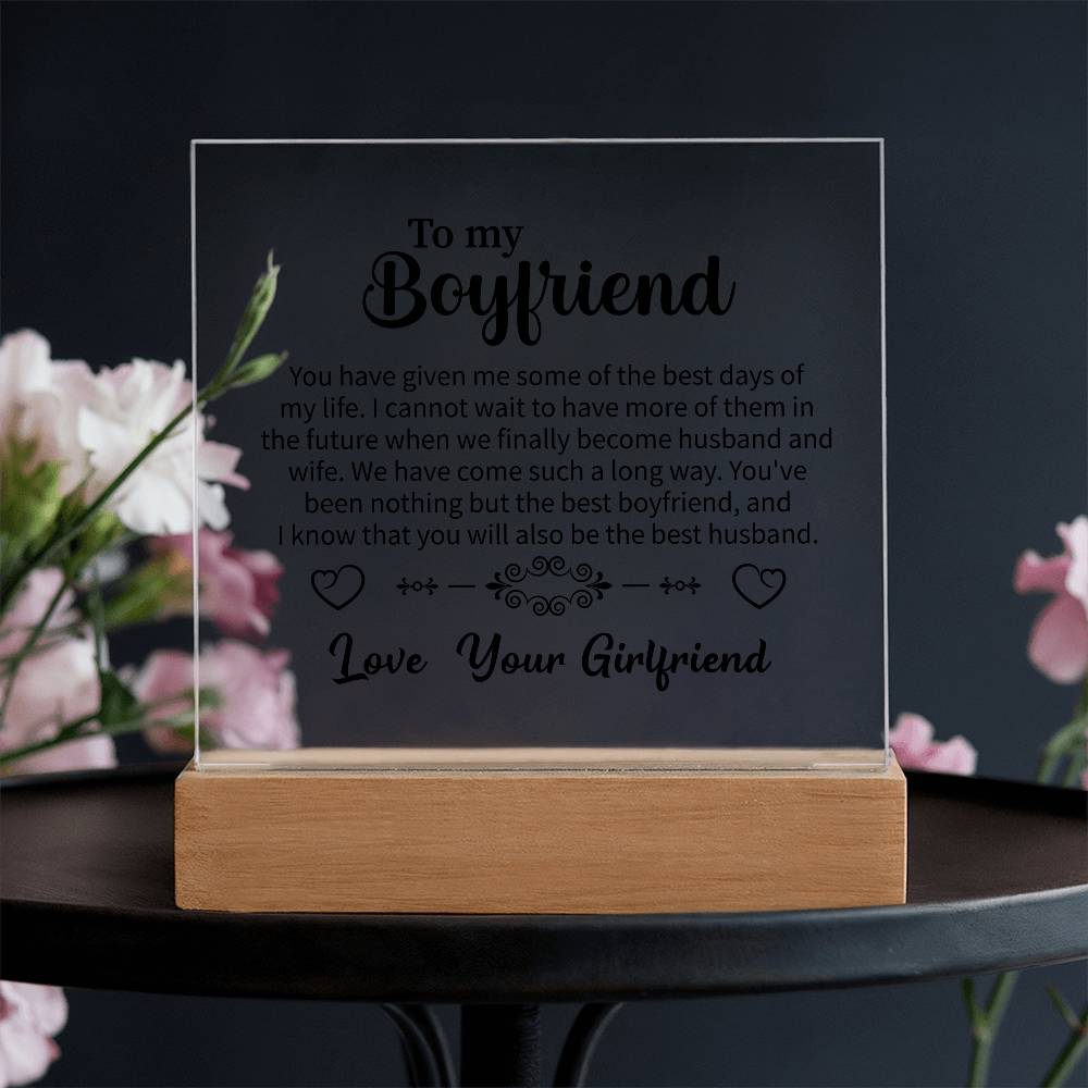 To my Boyfriend Acrylic Square Plaque - Beauty Belliss