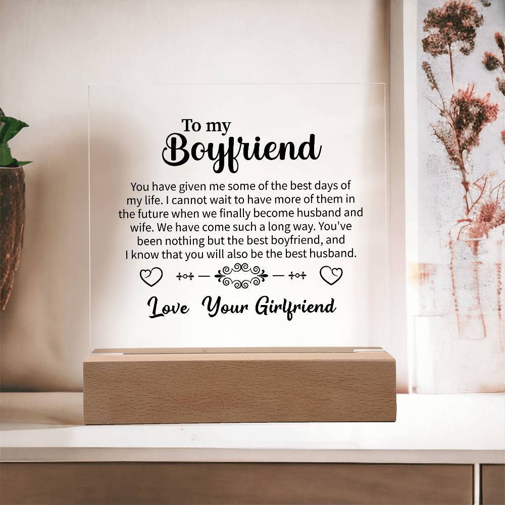 To my Boyfriend Acrylic Square Plaque - Beauty Belliss
