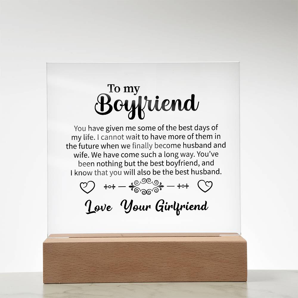 To my Boyfriend Acrylic Square Plaque - Beauty Belliss
