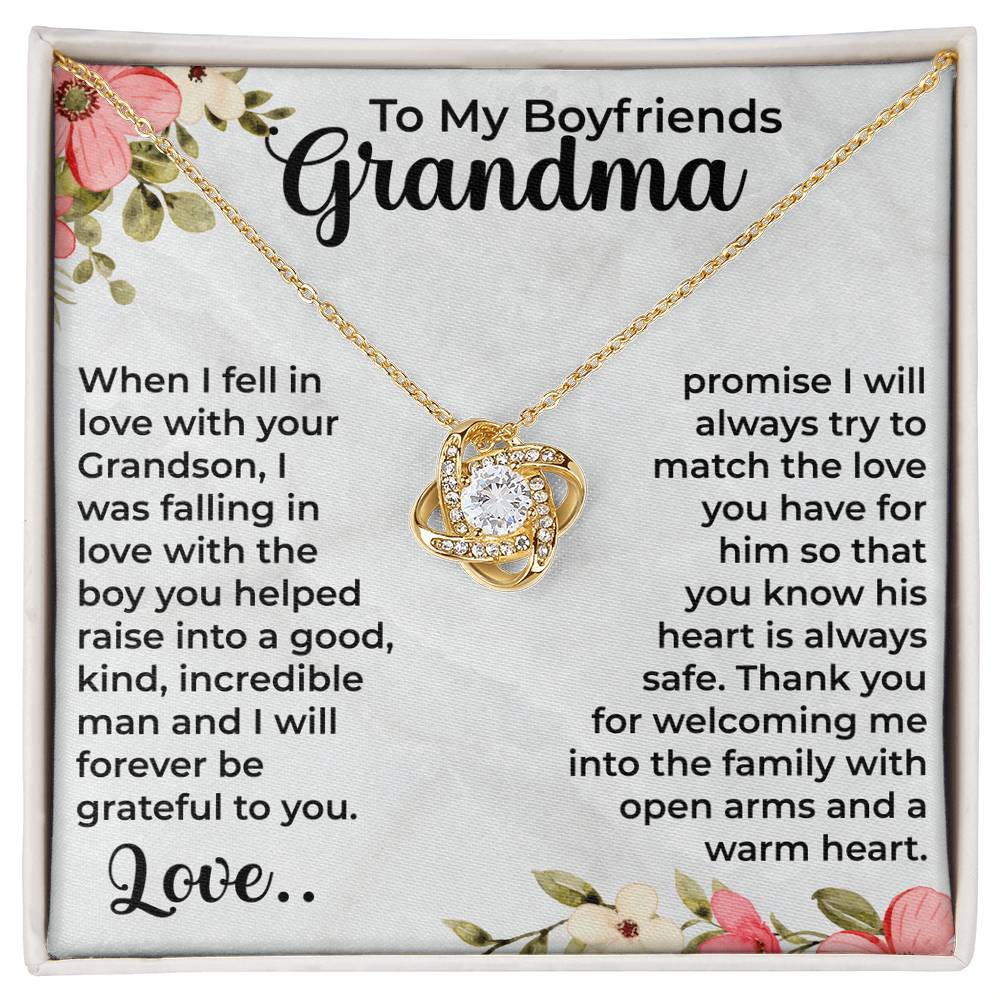 To My Boyfriend's Grandma Love Knot Necklace, Mothers day Gift Ideas for Boyfriend's Grandmother, Gifts for Boyfriend's Grandma, Grandparents Day, Thank You Gift - Beauty Belliss