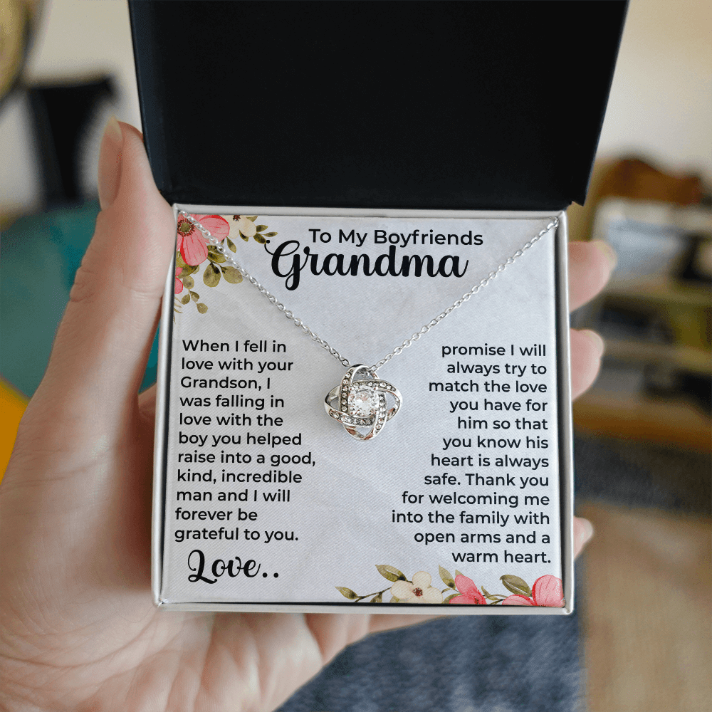 To My Boyfriend's Grandma Love Knot Necklace, Mothers day Gift Ideas for Boyfriend's Grandmother, Gifts for Boyfriend's Grandma, Grandparents Day, Thank You Gift - Beauty Belliss
