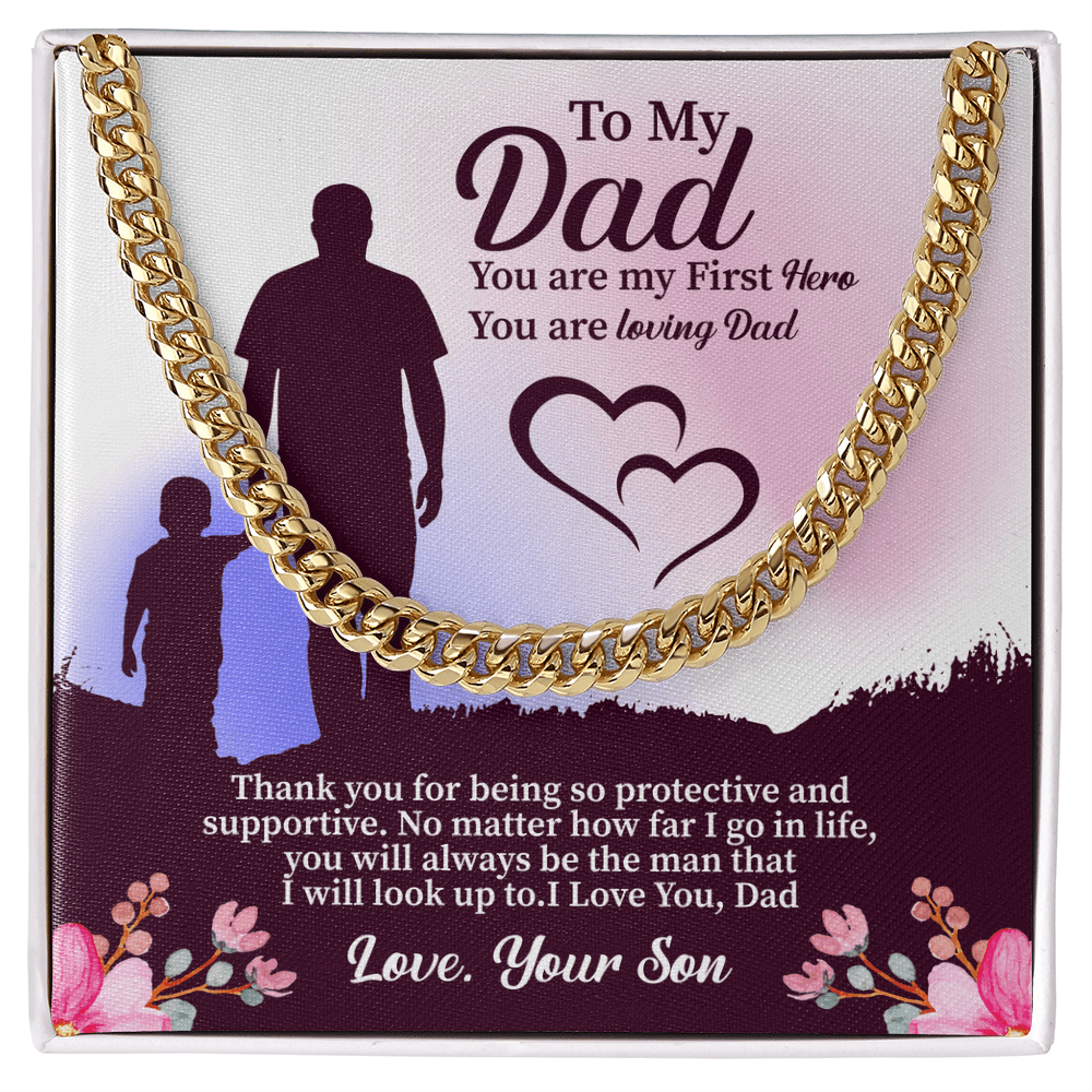 To My Dad Cuban Chain Necklace Christmas Gifts For Dad, Dad Birthday Gifts from son, Best Dad Ever Gifts - Beauty Belliss