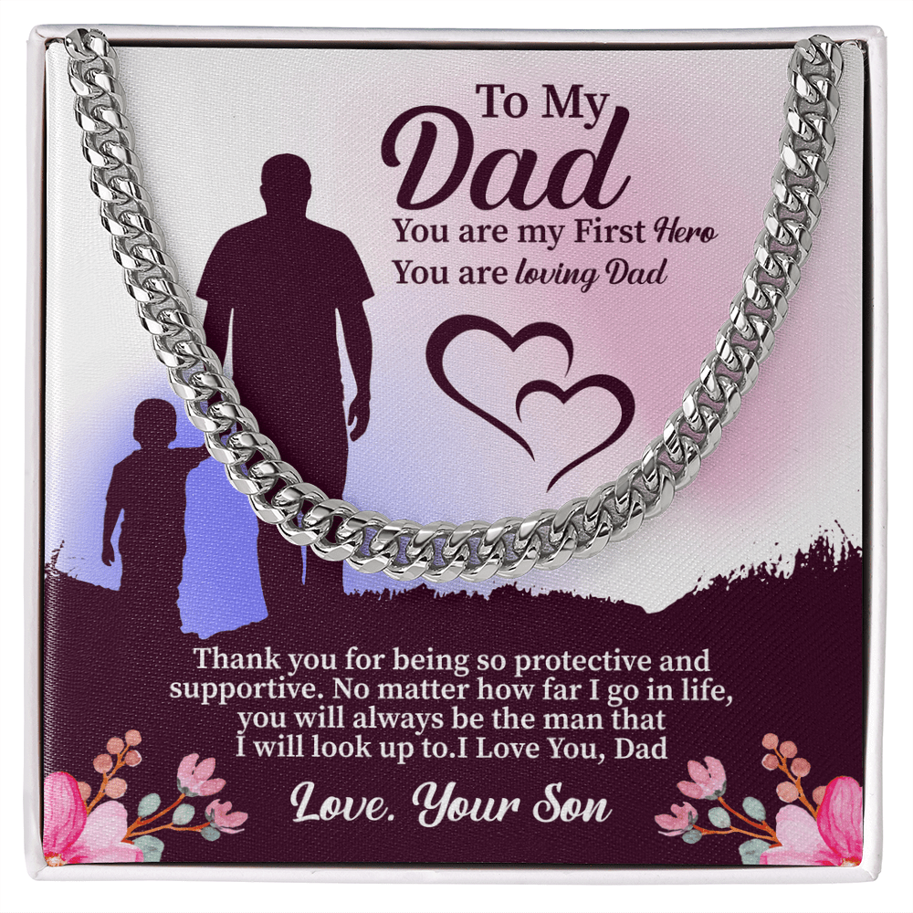 To My Dad Cuban Chain Necklace Christmas Gifts For Dad, Dad Birthday Gifts from son, Best Dad Ever Gifts - Beauty Belliss