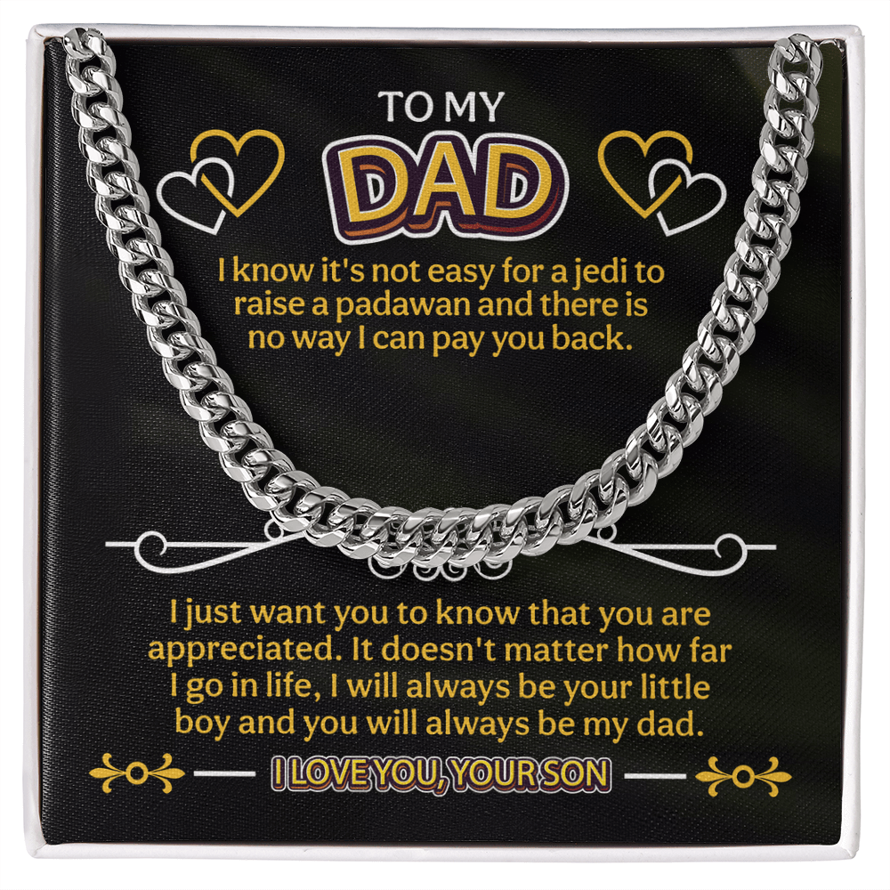 To My Dad Cuban Link Chain, To My Dad Gift, Dad Gifts from Daughter, Dad Gifts, Thank You Dad Gift, Father Necklace, Father's Day Gifts - Beauty Belliss