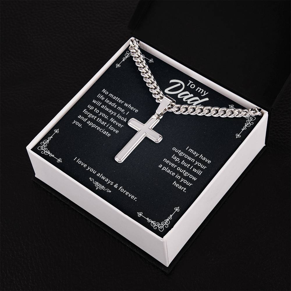 To my dad Cuban Link Chain with Engraved Artisan Cross - Beauty Belliss