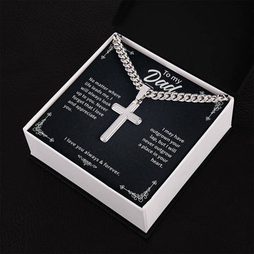 To my dad Cuban Link Chain with Engraved Artisan Cross - Beauty Belliss