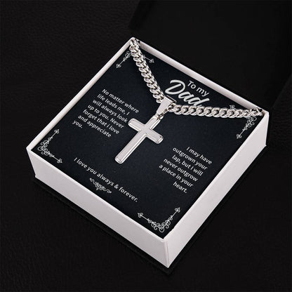 To my dad Cuban Link Chain with Engraved Artisan Cross - Beauty Belliss