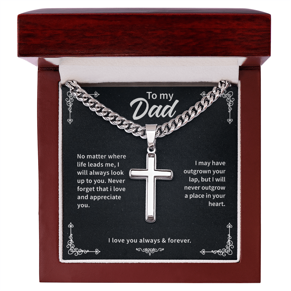 To my dad Cuban Link Chain with Engraved Artisan Cross - Beauty Belliss