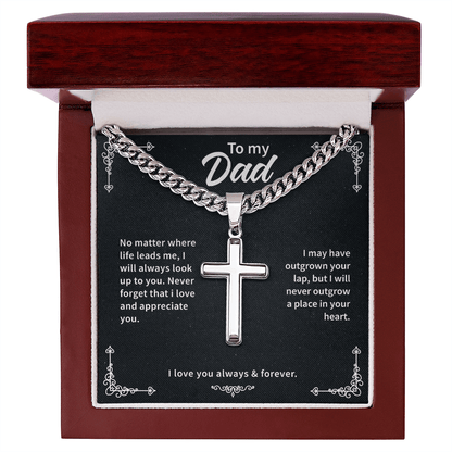 To my dad Cuban Link Chain with Engraved Artisan Cross - Beauty Belliss