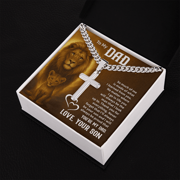 To my dad Cuban Link Chain with Engraved Artisan Cross - Beauty Belliss