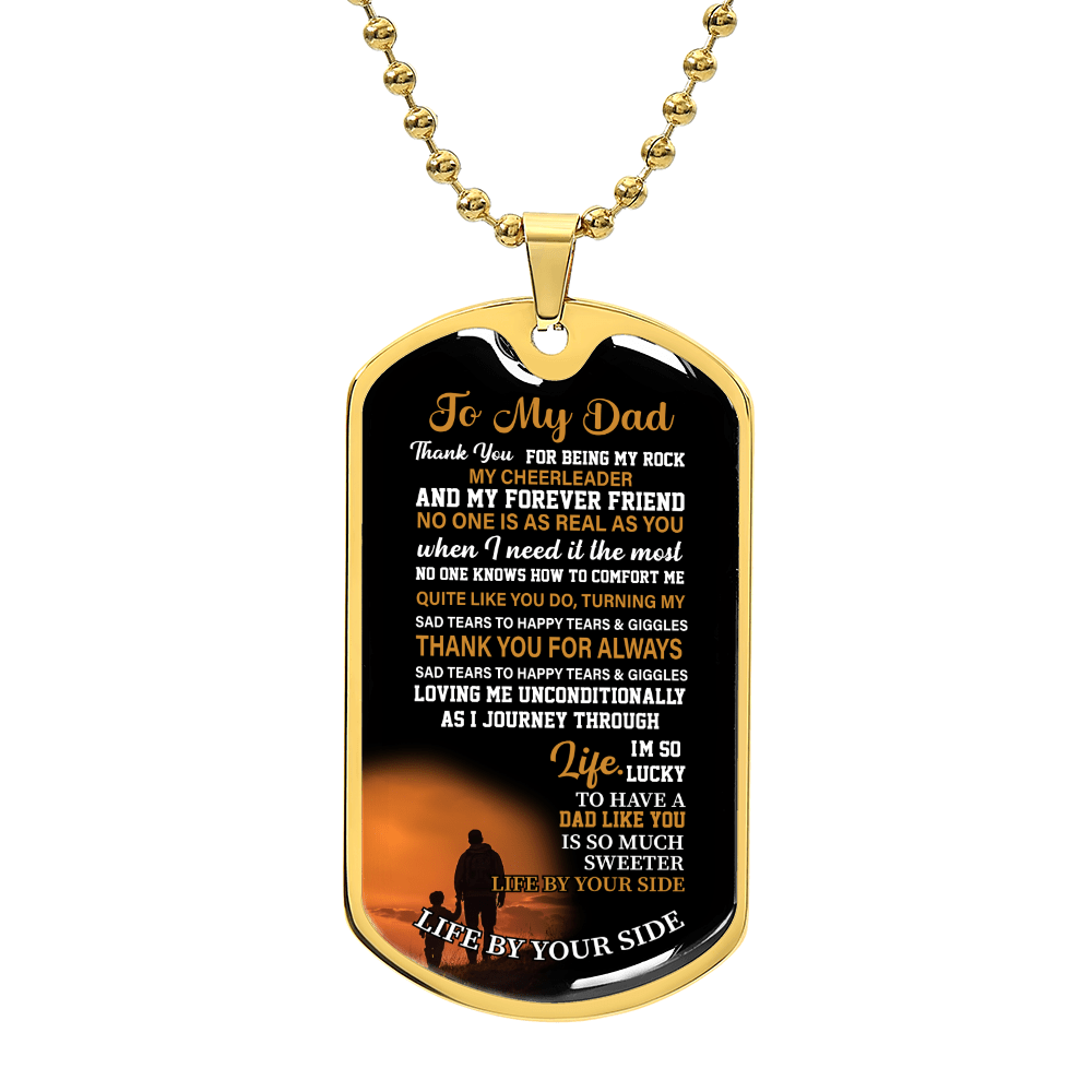 To my dad Luxury Graphic Dog Tag Necklace - Beauty Belliss