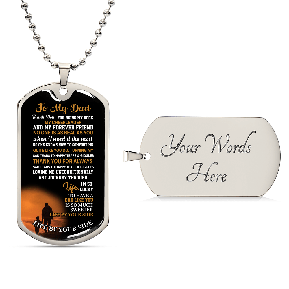 To my dad Luxury Graphic Dog Tag Necklace - Beauty Belliss