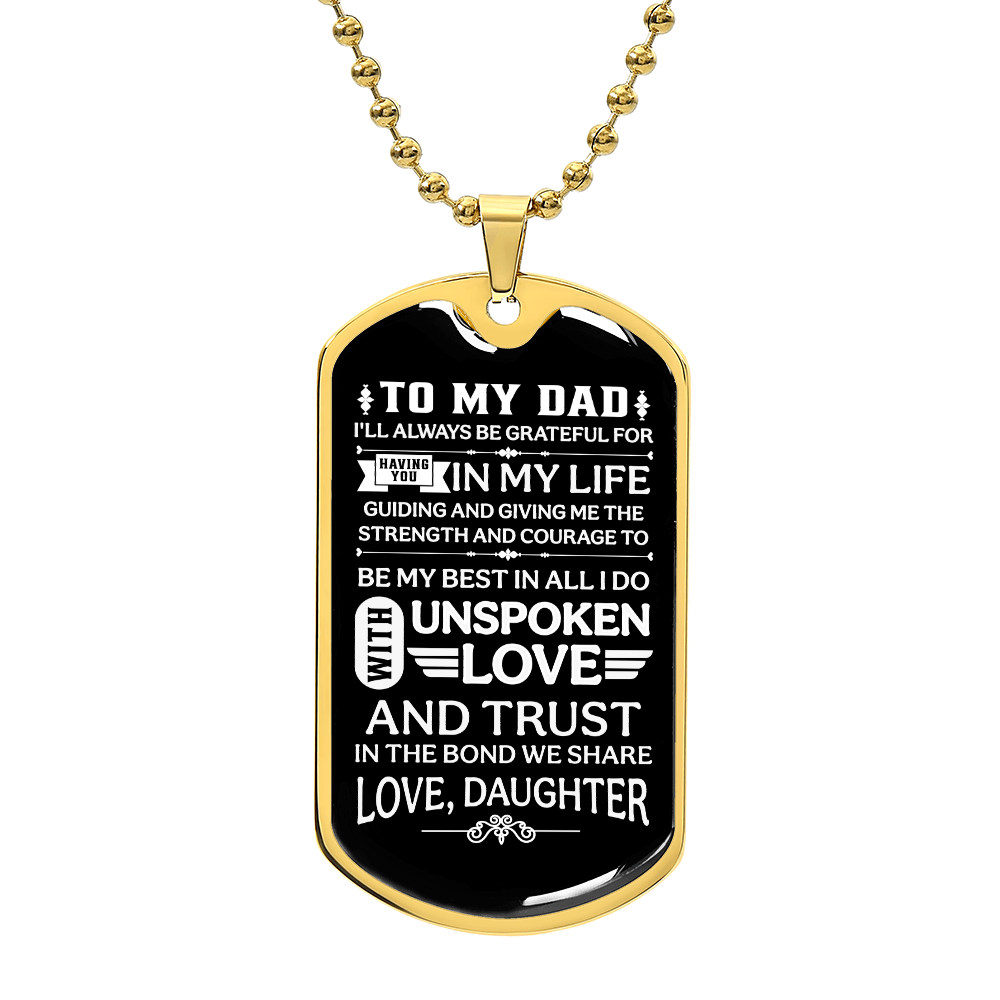 To my Dad Luxury Graphic Dog Tag Necklace - fathers day gifts from daughter - Beauty Belliss