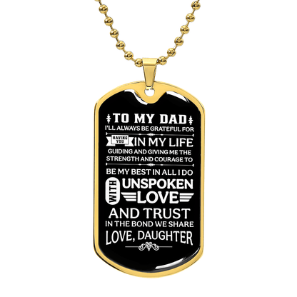 To my Dad Luxury Graphic Dog Tag Necklace - fathers day gifts from daughter - Beauty Belliss