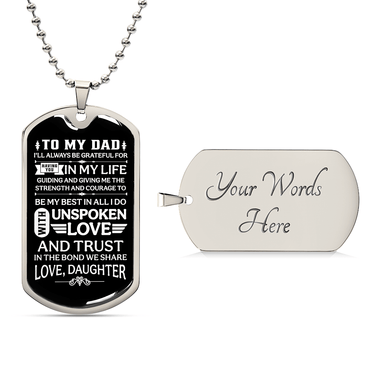 To my Dad Luxury Graphic Dog Tag Necklace - fathers day gifts from daughter - Beauty Belliss