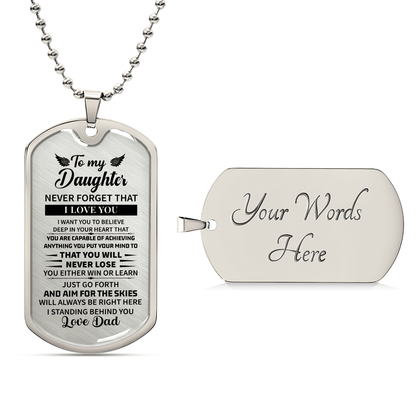 To my daughter Luxury Graphic Dog Tag Necklace - Beauty Belliss