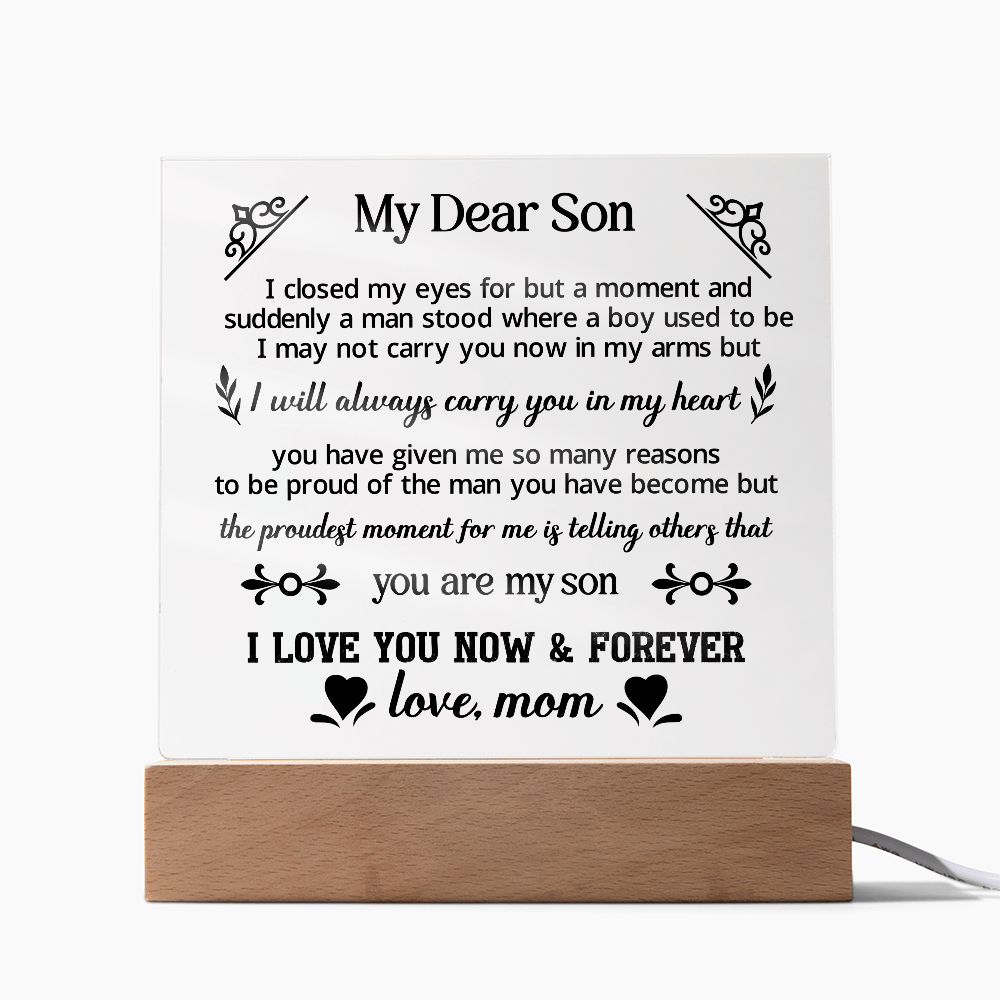 To My Dear Son - Acrylic Square Plaque, Best son gifts - Beauty Belliss