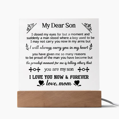 To My Dear Son - Acrylic Square Plaque, Best son gifts - Beauty Belliss