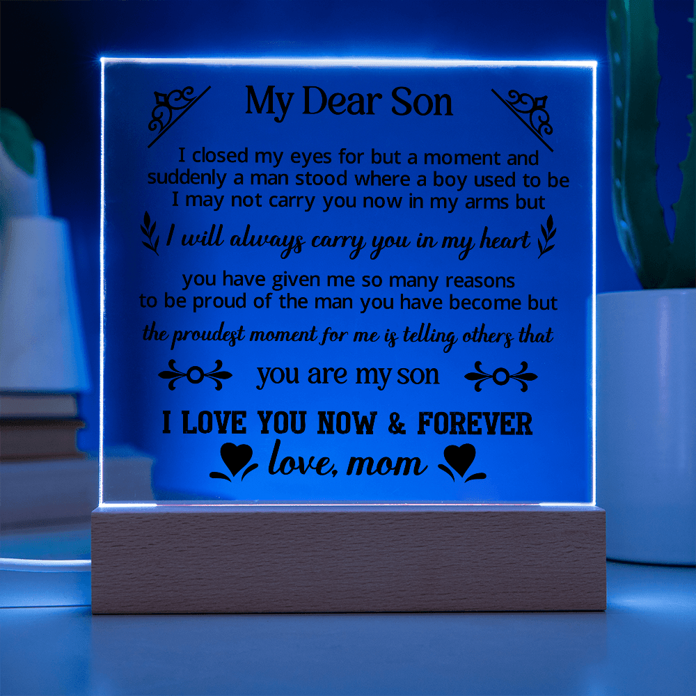 To My Dear Son - Acrylic Square Plaque, Best son gifts - Beauty Belliss