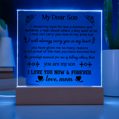 To My Dear Son - Acrylic Square Plaque, Best son gifts - Beauty Belliss