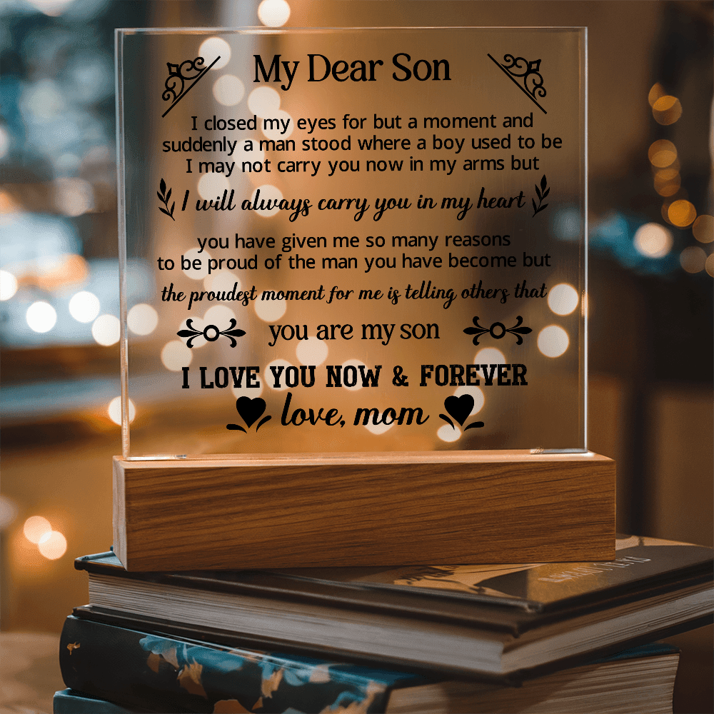 To My Dear Son - Acrylic Square Plaque, Best son gifts - Beauty Belliss