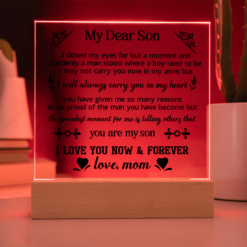 To My Dear Son - Acrylic Square Plaque, Best son gifts - Beauty Belliss