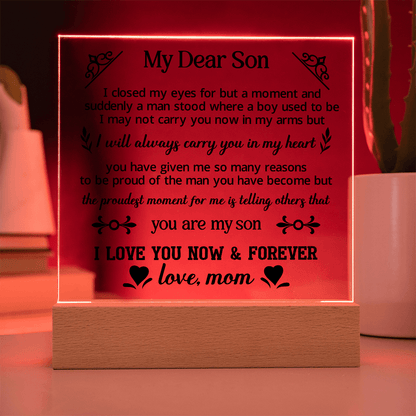 To My Dear Son - Acrylic Square Plaque, Best son gifts - Beauty Belliss