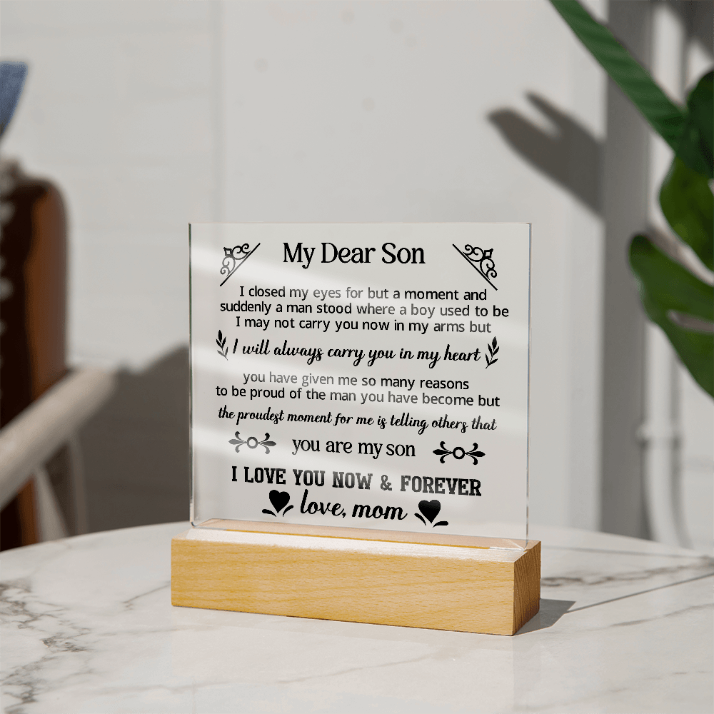 To My Dear Son - Acrylic Square Plaque, Best son gifts - Beauty Belliss