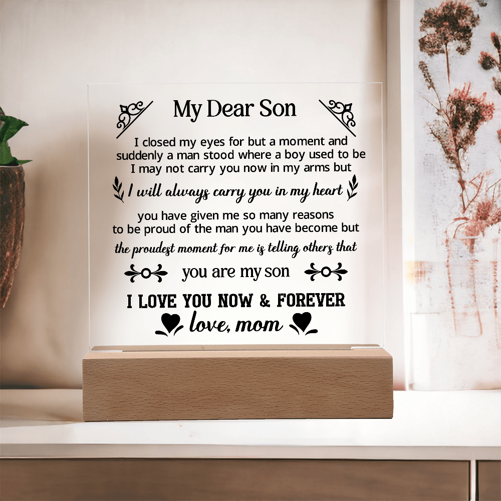 To My Dear Son - Acrylic Square Plaque, Best son gifts - Beauty Belliss