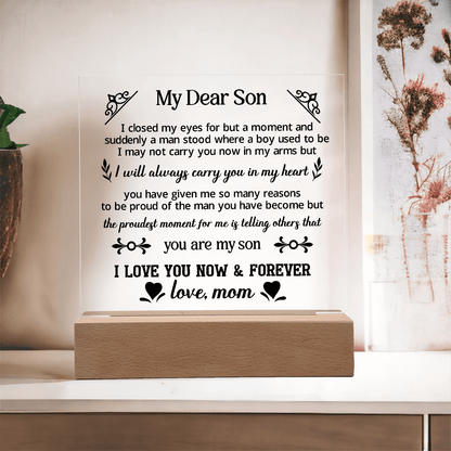 To My Dear Son - Acrylic Square Plaque, Best son gifts - Beauty Belliss