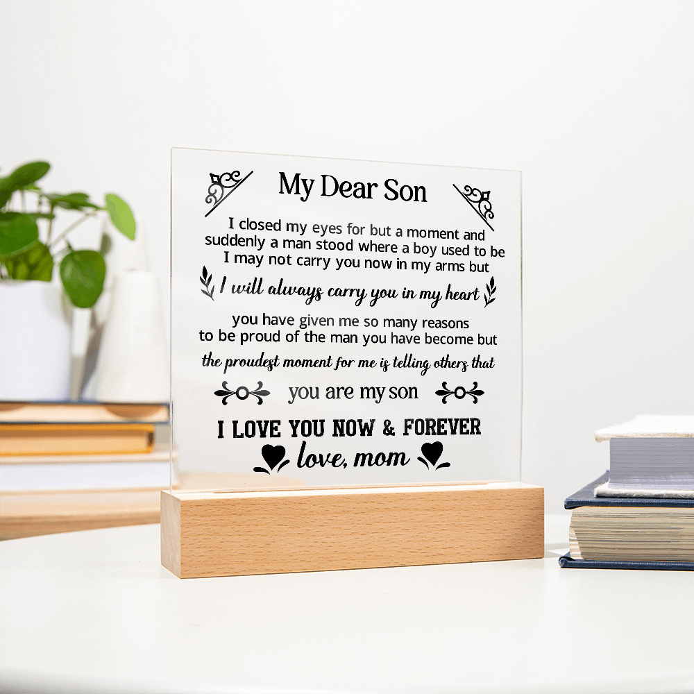 To My Dear Son - Acrylic Square Plaque, Best son gifts - Beauty Belliss