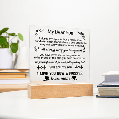 To My Dear Son - Acrylic Square Plaque, Best son gifts - Beauty Belliss