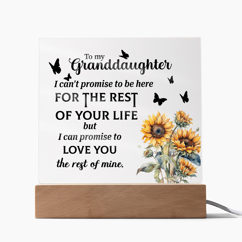 acrylic square plaque gift for granddaughter with heartfelt message