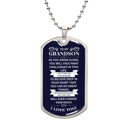 To my grandson Luxury Graphic Dog Tag Necklace - Beauty Belliss