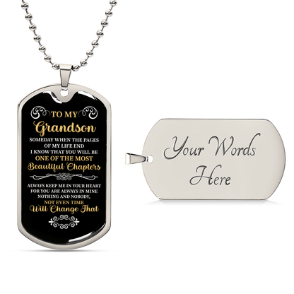 To my Grandson - Luxury Graphic Dog Tag Necklace - Beauty Belliss