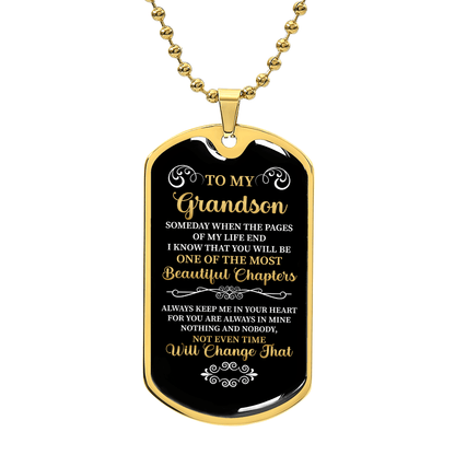 To my Grandson - Luxury Graphic Dog Tag Necklace - Beauty Belliss