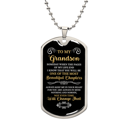 To my Grandson - Luxury Graphic Dog Tag Necklace - Beauty Belliss