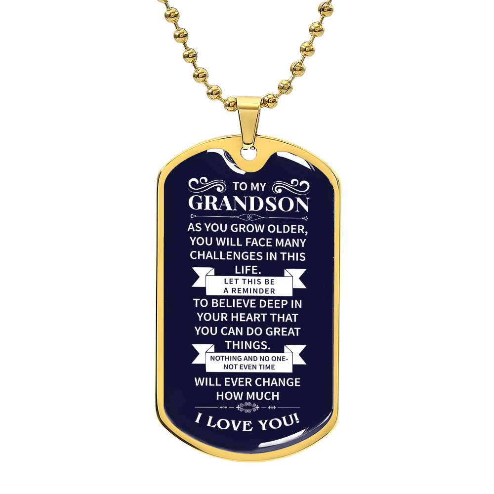 To my grandson Luxury Graphic Dog Tag Necklace - Beauty Belliss